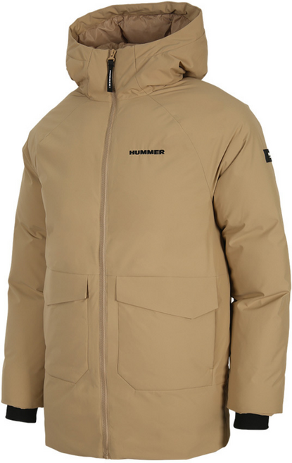 험머 유니섹스 H5 로고 방한 스포츠 패딩 베이지