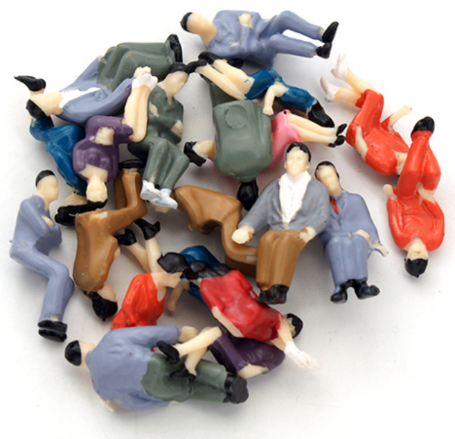 칼라 앉은사람 인체모형 20p 건축모형재료 디오라마 피규어 미니어처소품, 칼라 앉은인체 100:1(100p)