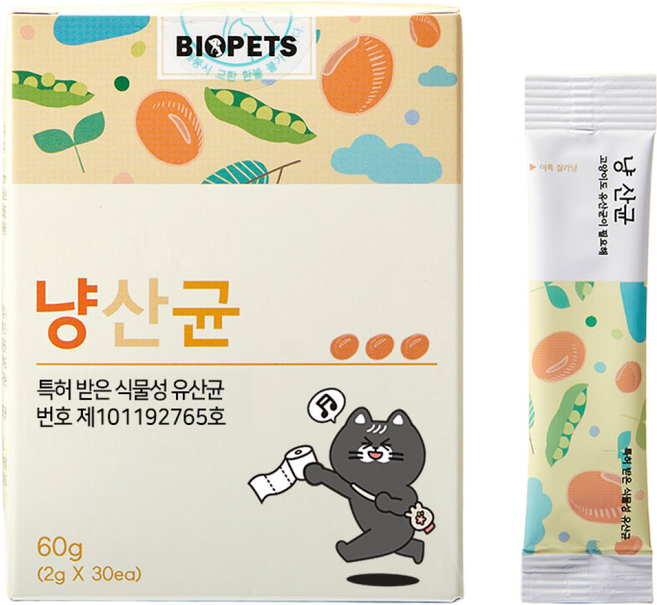 바이오펫츠 고양이 영양제, 30회분, 장건강/유산균, 1박스
