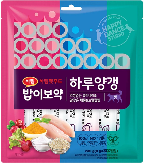 하림펫푸드밥이보약 캣 하루양갱, 혼합맛(걱정없는 유리너리/알맞은 체중/토탈웰빙), 240g, 1개 - 쿠팡