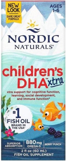 노르딕 내추럴 Children's DHA Xtra 만 1~6세 베리 펀치 880mg 60ml(2fl oz), 1개, 60ml