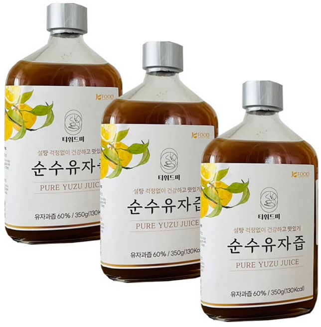 봄나래 고흥 저당 무설탕 순수유자즙 유자차, 3개, 1개입, 350g