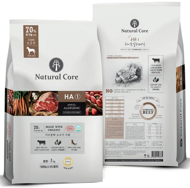 네츄럴코어 비프 강아지사료 7kg x 2, 소, 2개