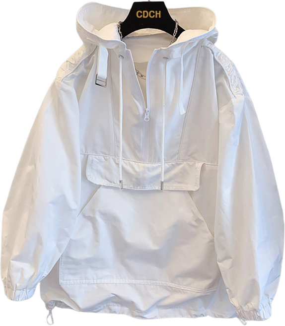 코디코치 남녀공용 S~3XL 스퀘어 후드 반집업 아노락 점퍼 트레이닝 운동복