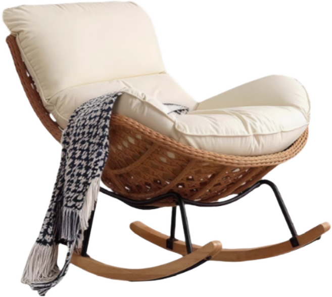 네이처스윙 안락한 라탄 흔들의자 고급 1인용쇼파 리클라이너쇼파 수유의자 독서 안락의자 거실 베란다 카페 스윙체어, 1개, 3. 오프화이트 가죽쿠션
