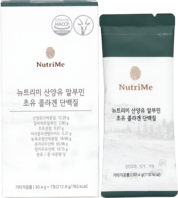 뉴트리미 산양유 알부민 초유 콜라겐 단백질, 1박스, 30.4g