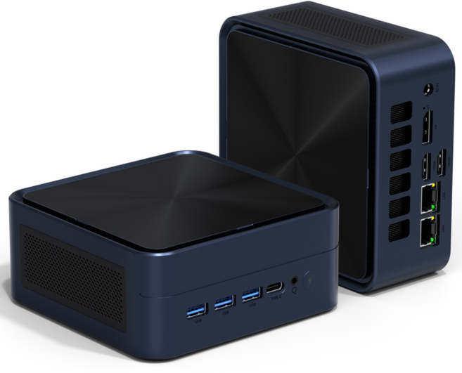 ZHA 미니pc AMD R7 7735HS 16GB DDR5 1TB SSD WIN11Pro WiFi6 BT5.2 2.5GLAN 쿼드 스크린 4K 홈 오피스 게임 데스크탑 컴퓨터, WIN11 Pro, 파란색