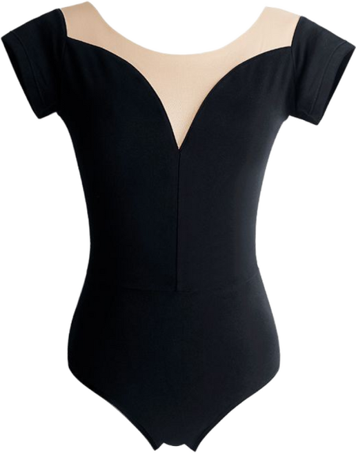 Makone 성인 발레복 레오타드 베이직 V라인 반팔 슬림라인