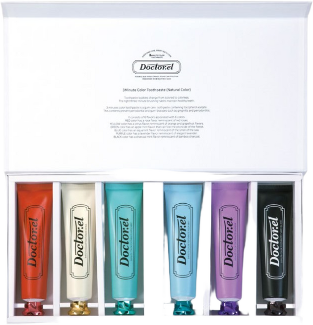 닥터이엘 3분 타이머 칼라치약 6종 선물세트, 화이트, 1개