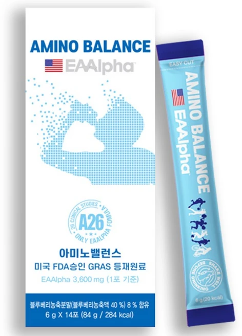 아미노밸런스 EAAlpha 이에이알파 류신 단백질 아미노산 보충제 다이어트 근육강화 BCAA 의 36배 효과, 1박스, 84g - 쿠팡