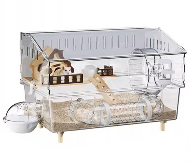 로직프리 투명 대형 햄스터 케이지 아크릴 하우스 럭셔리 사육장, 단일, 1개