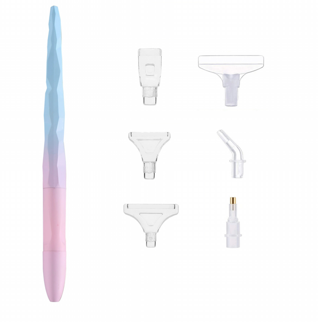 뉴타임즈 DIY 다기능 다이아몬드 드로잉 포인트 드릴 펜 큐빅 십자수 펜 주얼리 다이아 자수 보조 도구, 1개, 핑크 블루 서리로 덥은 펜  WCDZ-00124J