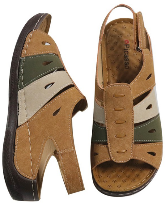 피카소 좋으니 폭신폭신 발편한 펀칭삼색 수제샌들