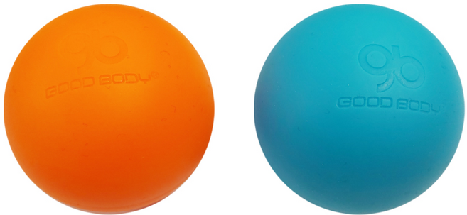 굿바디 실리콘 마사지볼 2개 세트 가방포함, 1세트, 오렌지+블루