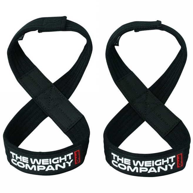 더웨이트컴퍼니 8자 리프팅 헬스 스트랩, 1세트, 블랙