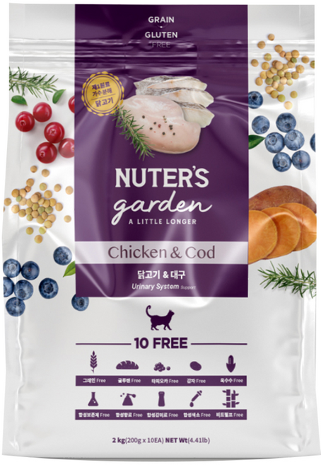 누터스가든 고양이 기능성 사료, 유리너리+결석, 2kg, 1개