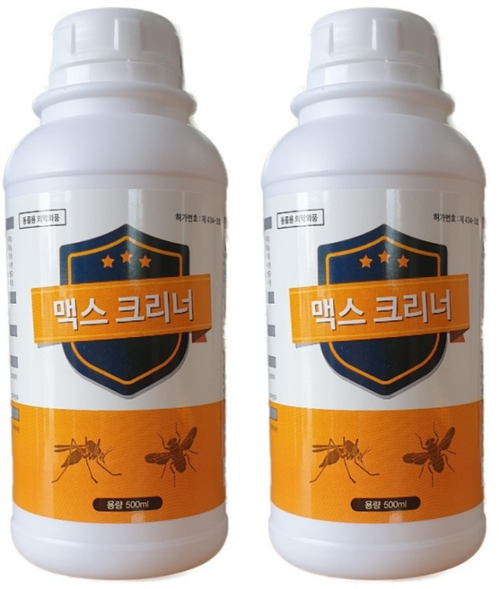 맥스크리너 500ML 2병 디디브이피 해충 방역 모기 파리 돈벌레 권연 퇴치 약 지네 나방 진드기 퇴치제 더존맥스 소독, 2개
