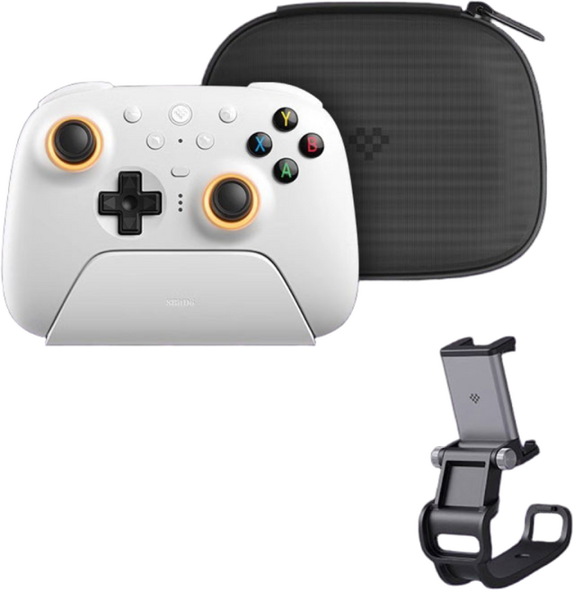 [Triton] 8bitdo 팔비또 얼티메이트2 무선 게임패드 컨트롤러 Ultimate2 PC버전 2세대 충전독포함, 1개, 화이트+수납가방+조절식 거치대