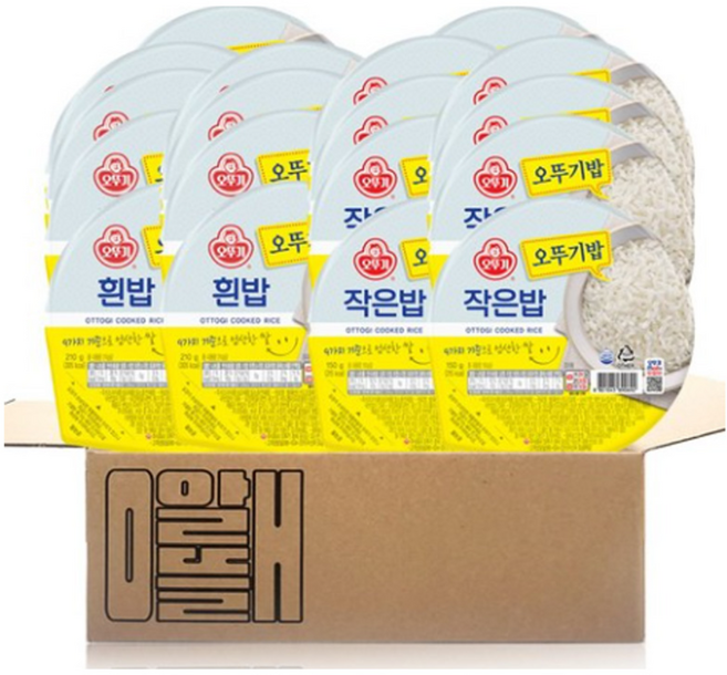 알뜰애 맛있는 오뚜기밥 2종세트 (흰밥 210g 9개+작은밥150g 9개) 총18개, 3.24kg, 1세트