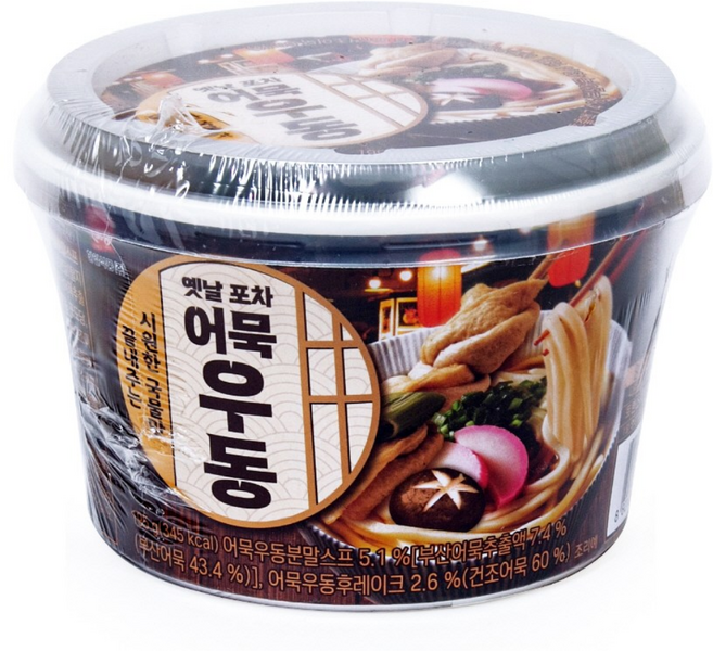 얼큰한국물 수타식면 그대로 우동의계절 본고장 가쓰오우동 장칼국수 어묵우동컵 택1, 옛날포차어묵우동1개, 1개, 195g