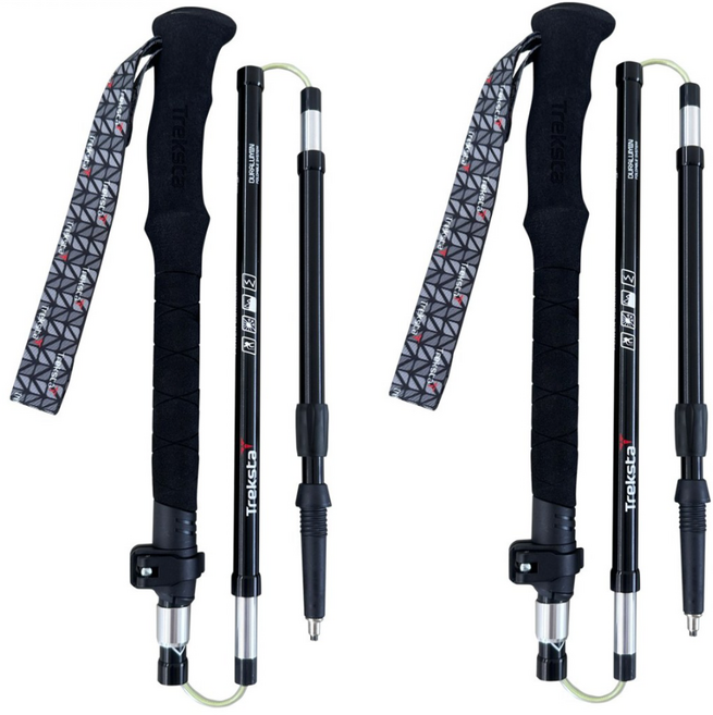 트렉스타 시그니쳐 5단 접이식 등산스틱 2P 1세트, 블랙