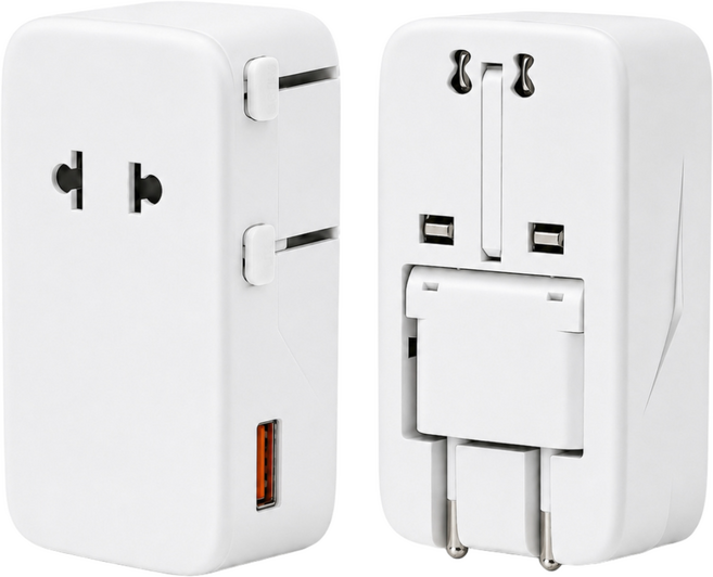 코릭스 여행용 멀티어댑터 초슬림 4in1 PD 25W USB-C 2포트 해외여행용, 화이트, 1개