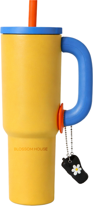 블라썸 스텐 304 보온 보냉 대용량 손잡이 텀블러 (+키링 포함), 선샤인 옐로우, 1개, 1.2L