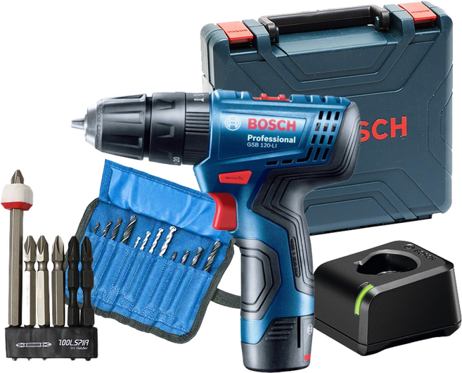 보쉬 충전 임팩 전동드릴 드라이버 세트 GSB120-LI + 드라이버비트자화링세트, 1개