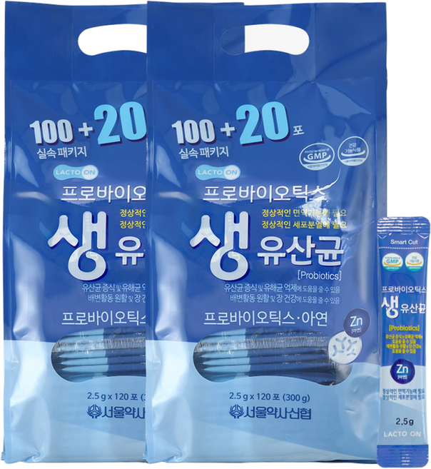 서울약사신협 락토온 프로바이오틱스 생유산균 2.5g 120포 2세트 8개월분, 300g, 2개