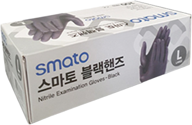 가드맨 스마토 애니가드 아베나 센스플러스 FDA인증CE인증 라텍스장갑 니트릴장갑 100매 수술 작업 청소 주방장갑, 스마토 블랙핸즈(니트릴) M, 1개