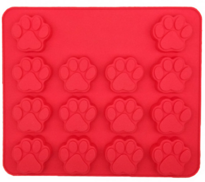 딩동펫 반려동물 간식틀 발바닥형 몰드, 레드, 1개