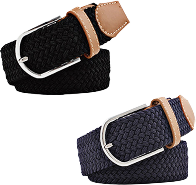 [1+1] 캔버스 꽈배기 스판벨트 위빙벨트 청바지 남녀공용 벨트 2개 SET