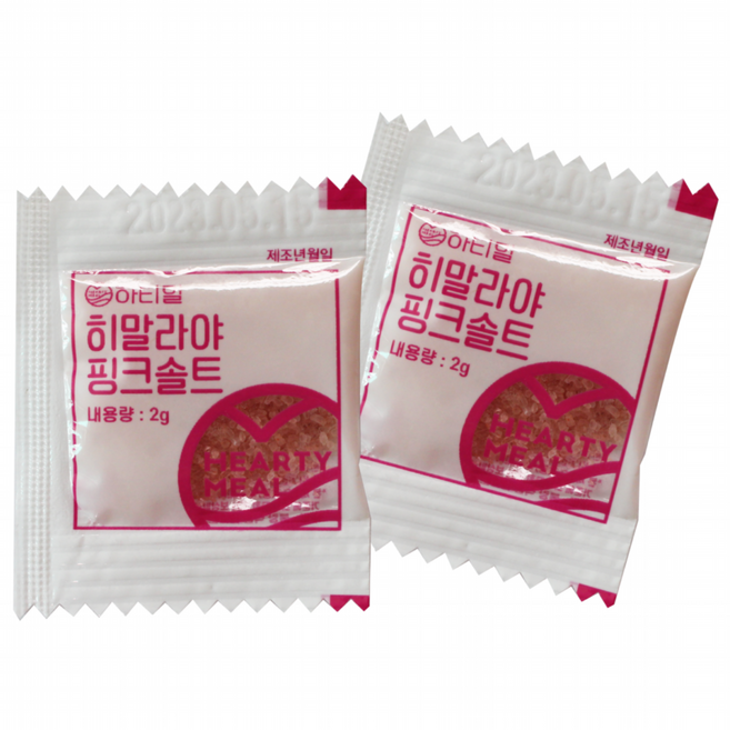 하티밀 히말라야 핑크솔트 일회용소금 2g 500개입 소포장 배달용 업소용 캠핑용 증정용, 1개, 1kg