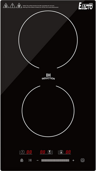 엘렉토 2구 인덕션 전기레인지 매립겸용 HJ-D3300 블랙 세로형