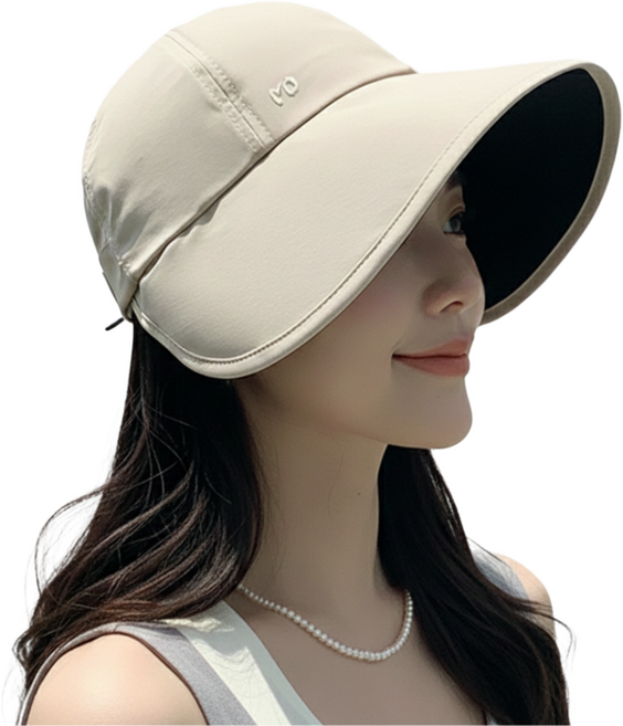 더간다 1+1 양볼 커버 햇빛가리개 자외선차단 벙거지 모자 썬캡, 1+1(블랙+베이지), 블랙/베이지, 2개