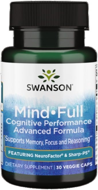 스완슨 마인드 풀 코그니티브 퍼포먼스 어드밴스드 포뮬러 베지 캡, 1개, 30정
