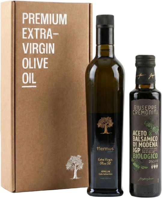 에르무스 냉추출 최고급 엑스트라버진 올리브오일 + 발사믹 식초 세트, 750ml, 1세트