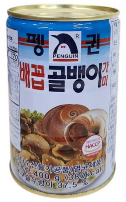 펭귄 배꼽 골뱅이 가미 통조림, 5개, 400g