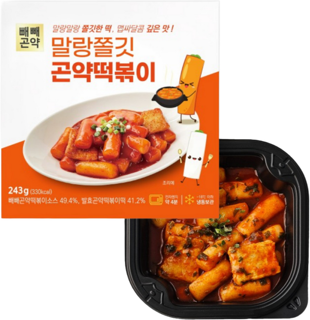 빼빼곤약 말랑쫄깃 곤약떡볶이 저칼로리, 3개, 243g