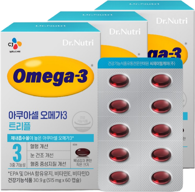 닥터뉴트리 아쿠아셀 오메가3 트리플, 60정, 3개