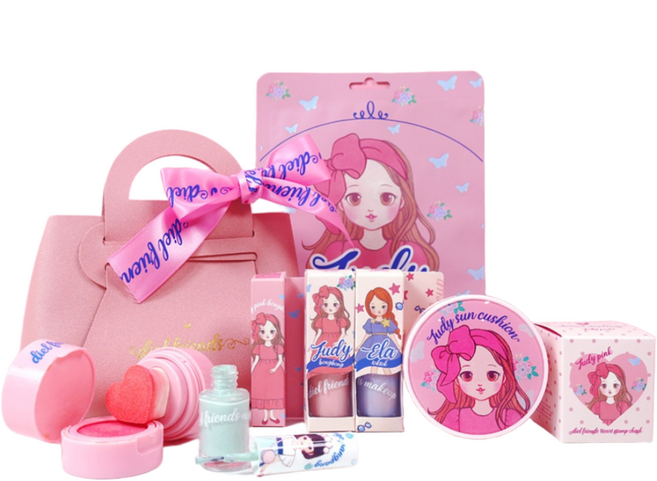 디엘프렌즈 레더백 뷰티세트 어린이메이크업세트 키즈메이크업, 1세트, 네이비