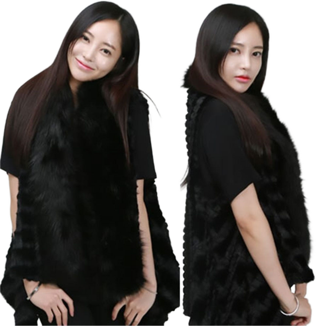 F/W 폭스 페이크퍼 인조모피 여성 퍼베스트 퍼가디건