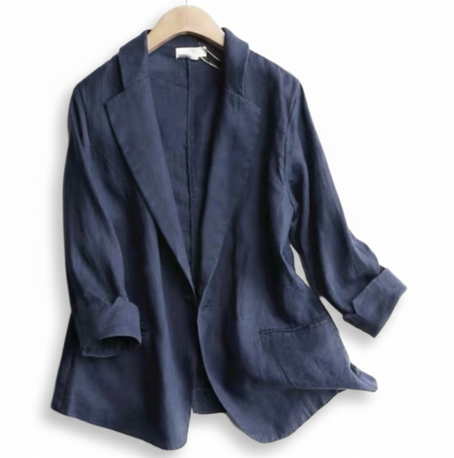 모던한 여성용 린넨 정장 자켓 가벼운 린넨 소재 여성용 아우터 트렌디 자켓 A라인 자켓