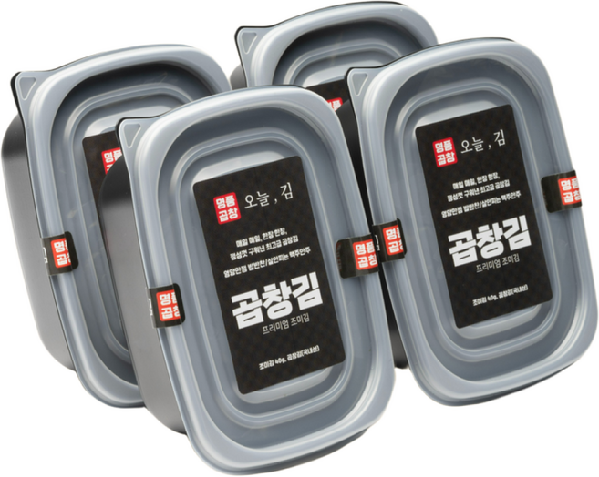 [오늘곱창김] 프리미엄 특상급 곱창김 / 주문즉시 구워내는 바삭한 김 / 대용량 조미김, 4개, 40g