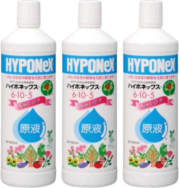 [3개] 일본 Hyponex 하이포넥스 800ml 레이쇼 액비 액체 비료 원액 식물 영양제 개화촉진제, 3개