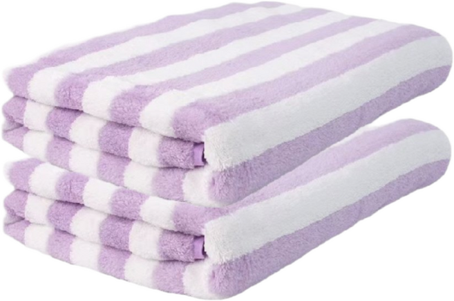 원이네 스트라이프 대형 목욕 비치타월, 퍼플, 2개