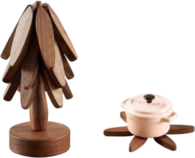 뚱보 인테리어 트리 원목 냄비받침, 1개, 호두 트리냄비받침