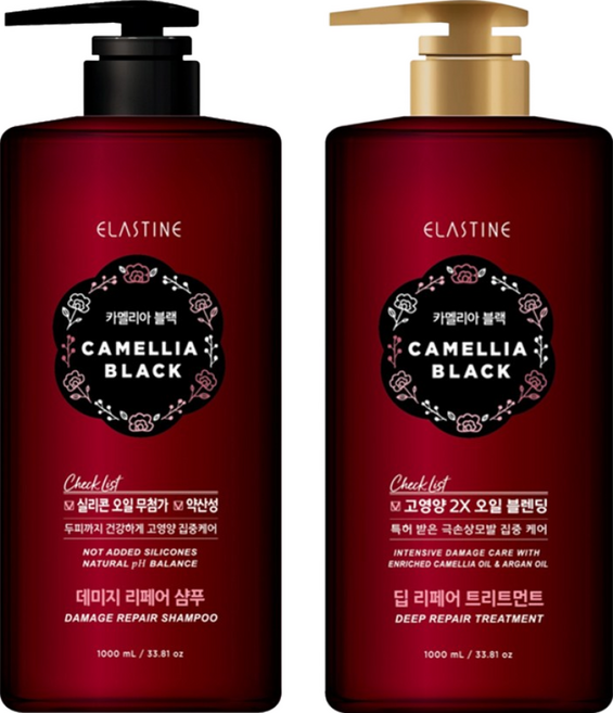 엘라스틴 카멜리아 블랙 1000ml (샴푸+트리트먼트), 1개, 1L