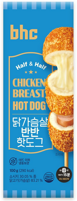 BHC 닭가슴살 치즈 반반 핫도그, 20개, 100g