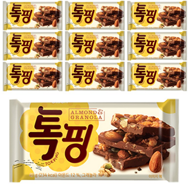 오리온 톡핑 아몬드 앤 그래놀라 43g x 10개, 1개